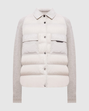 Brunello Cucinelli Gray down jacket with monil chain MD5987696