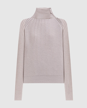 Allude Beige wool and cashmere sweater with zipper 26517621