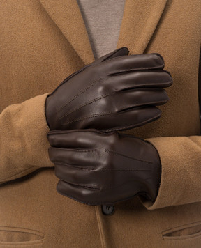 ISAIA Brown leather gloves GUA076PLG16