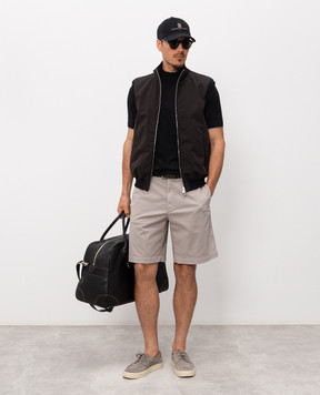 Brunello Cucinelli Black T-shirt with embroidered emblem M29800104