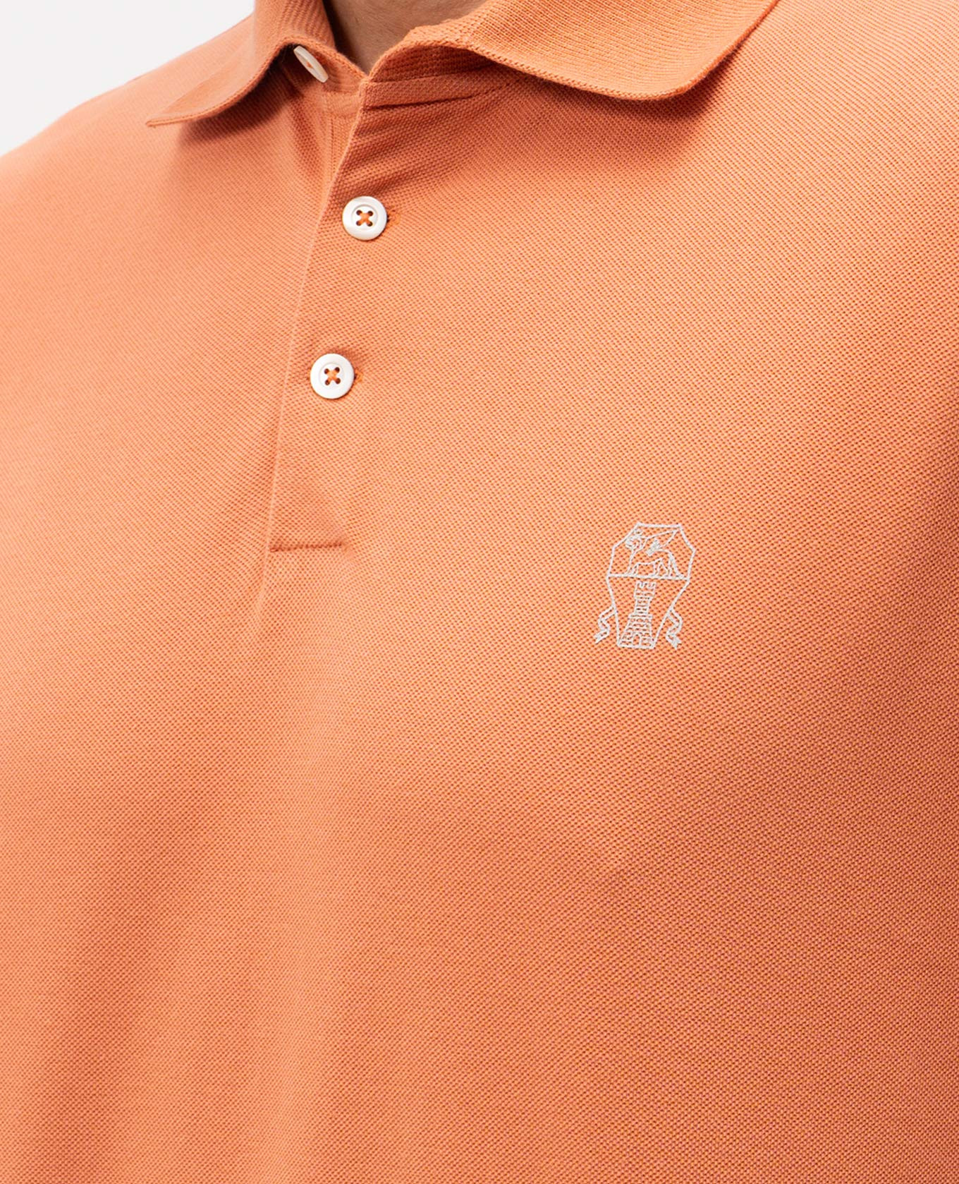 Orange polo shirt with logo print Brunello Cucinelli 5