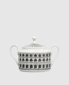 Fornasetti White porcelain sugar bowl Architettura P21X441