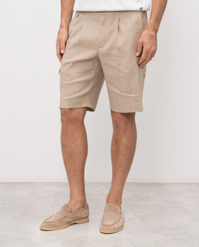 Stefano Ricci Beige linen and wool shorts M1T6100190LW001Q