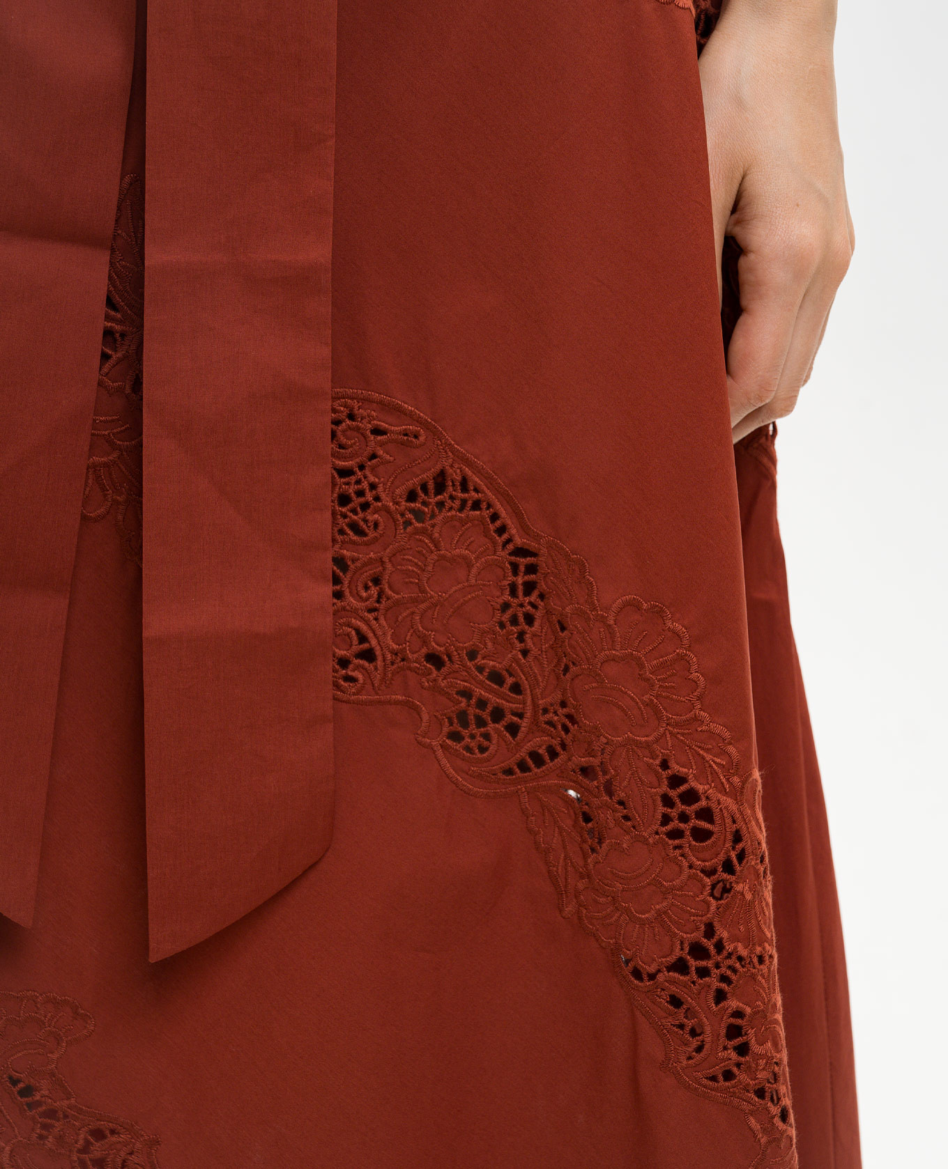 

Terracotta midi skirt with embroidery Twinset, Red