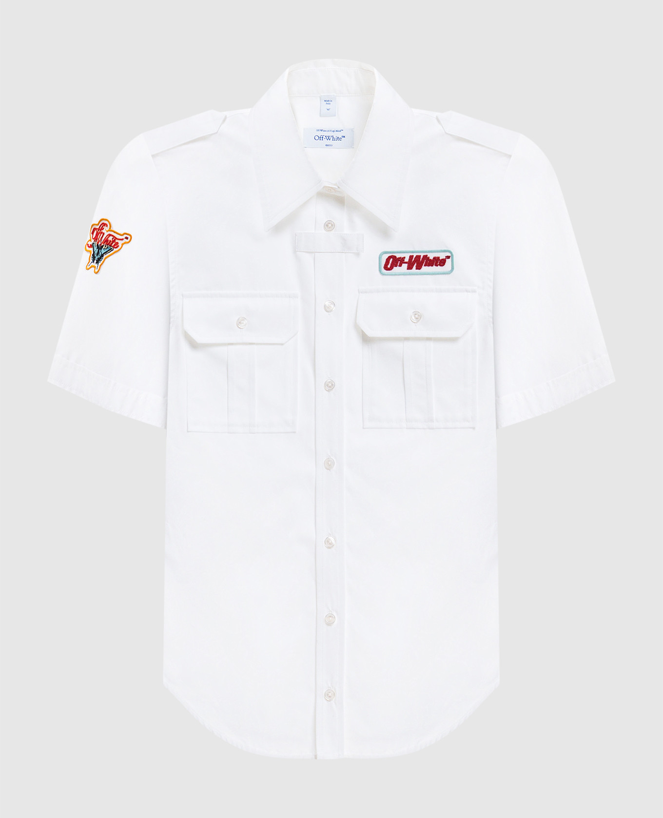 

White Popeline shirt with branded patches Off-White