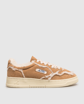 AUTRY MEDALIST brown suede sneakers with fur AULWGX01
