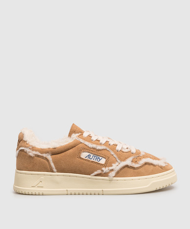 MEDALIST brown suede sneakers with fur