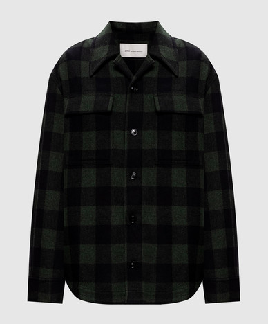 Camicia a quadri di lana verde