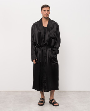 Ann Demeulemeester Black Vorm Fluid coat with belt B0013928FA734
