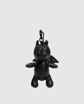 Juun.j Black dragon keychain with embroidered logo JC618ZP025