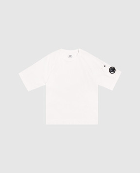 C.P. Company Children's white T-shirt with logo patch CMM00RLAA1748