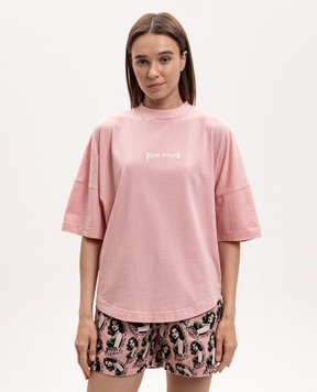 Palm Angels Pink T-shirt with logo PWAA07CS26JER006