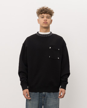 Palm Angels Black sweatshirt with branded print PAMBA008FL001