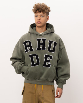 Rhude Khaki hoodies with textured logo RHPF26HO12012