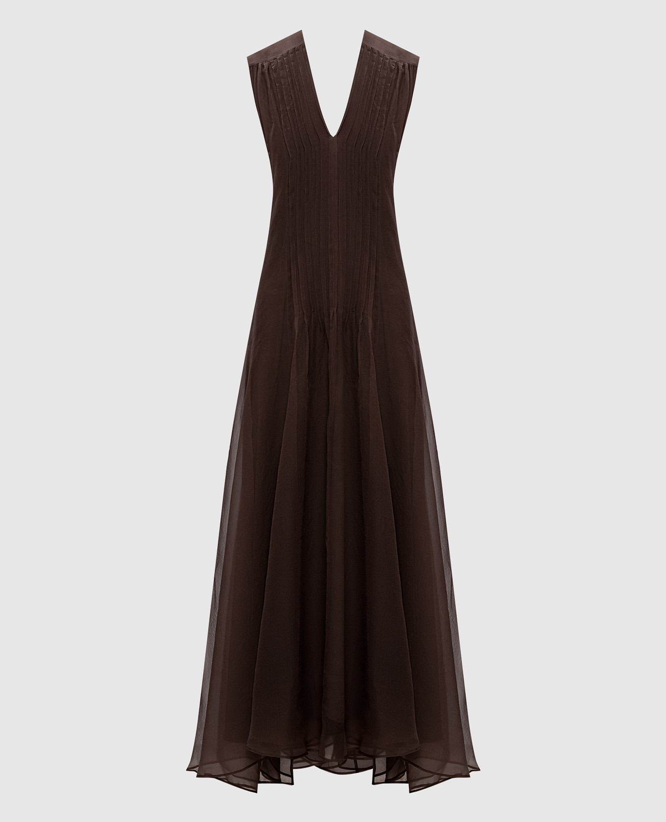 

Brown silk dress with monil chain Brunello Cucinelli
