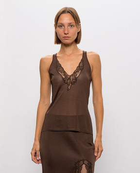 Balmain Brown top with lace TO0000000002