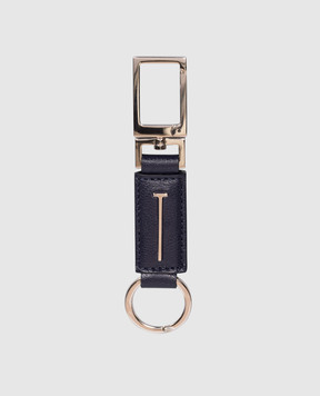 Tom Ford Blue leather keychain with logo Y0428LGO033S