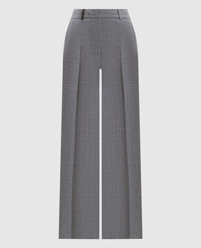 Peserico Gray wool pants with lurex A0433503359