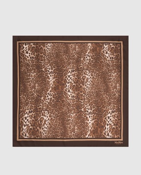 Max Mara Brown AQUILA leopard print silk scarf MSTAQUILA