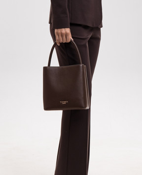 Twinset Brown bucket bag with textured logo 262TB7035