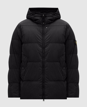 Stone Island Black down jacket with logo patch L2S154100037S0A23