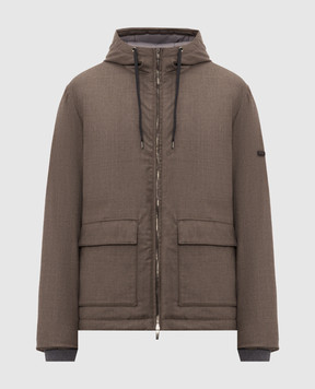 Peserico Brown down jacket with wool R52297D2574