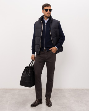 Brunello Cucinelli Dark brown jeans with logo patch M277PD3210