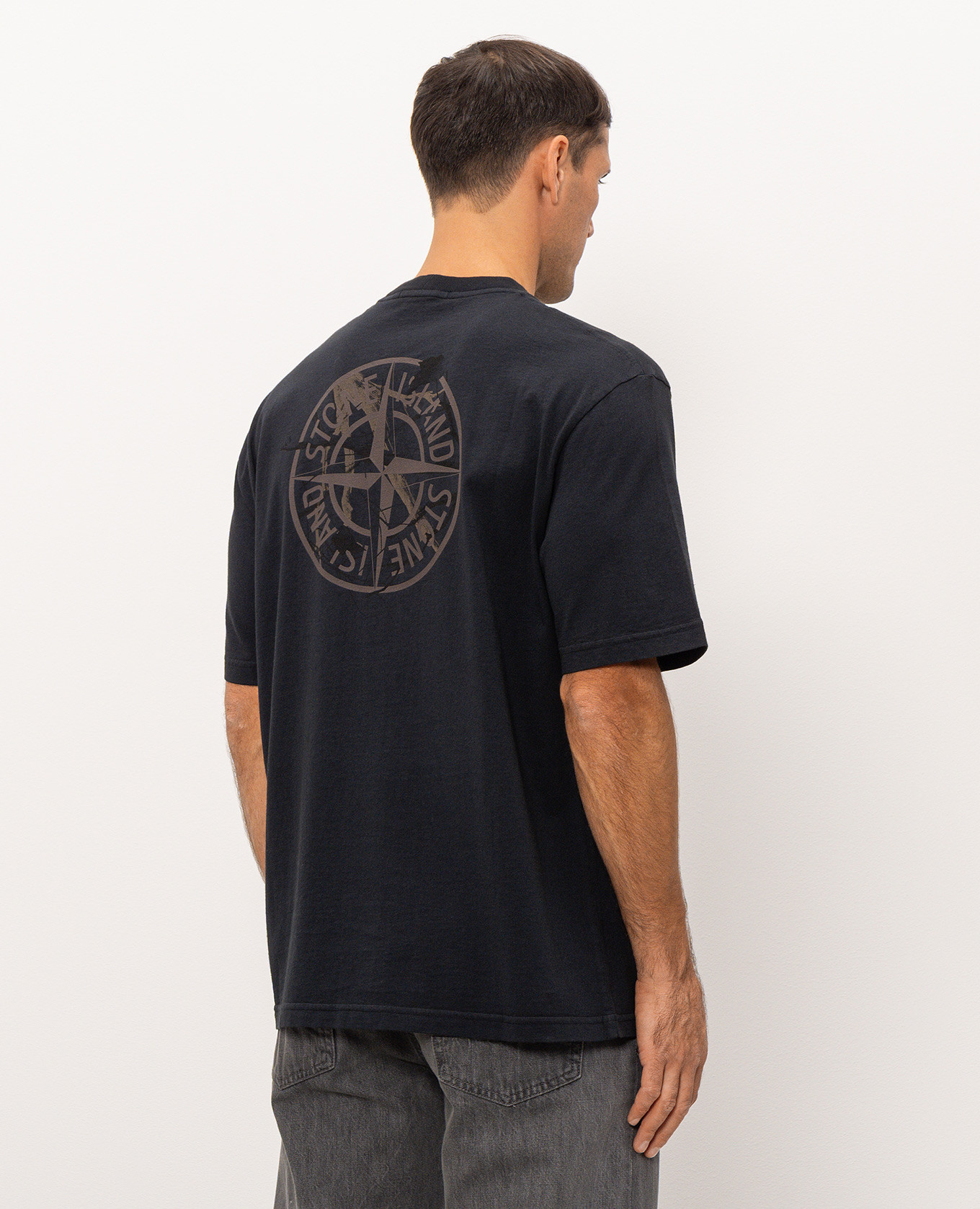 Navy T-shirt with logo print Stone Island 4