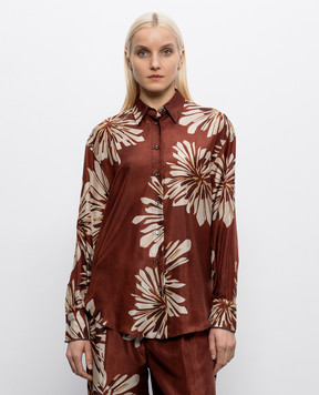 Brunello Cucinelli Brown printed silk blouse MQ967RH206