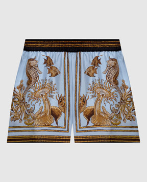 La DoubleJ Oceania Placée blue silk shorts TRO0060SIL006OCE01