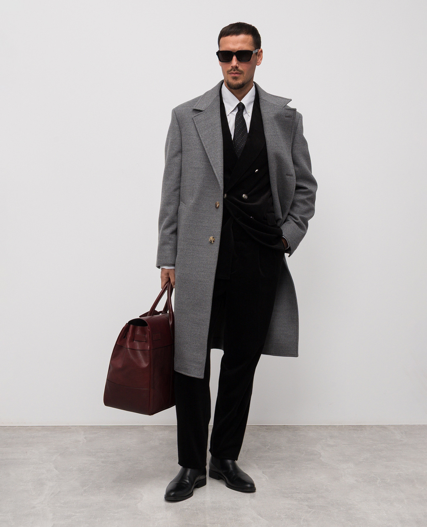Gray wool coat Brunello Cucinelli 2