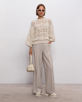 Peserico Beige openwork sweater with sequins A99215F03E9243