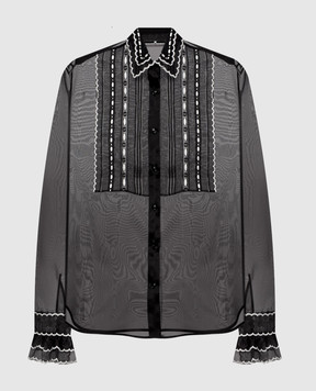 Ermanno Scervino Black silk blouse with embroidery D492K350APORG