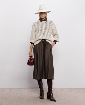 Peserico Brown midi dress with wool S02789A2776