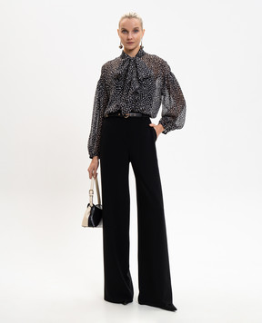 Max Mara Black MSTETERE silk blouse with polka dots MSTETERE