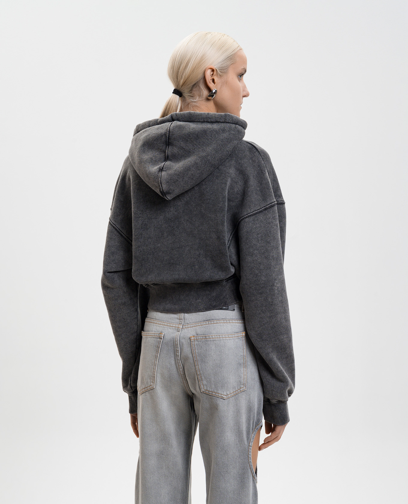 Bookish Crop Logo Hoodie in Grey Off-White 4
