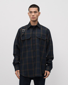 Alexander McQueen Blue wool check shirt 838500QRACD