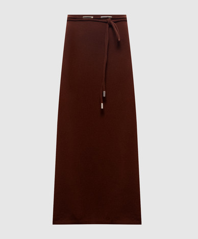 OGGI brown cashmere midi skirt