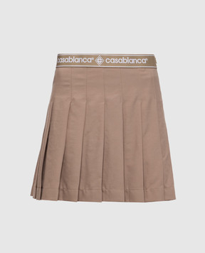 Casablanca Beige pleated wool skirt WPF26SK21601