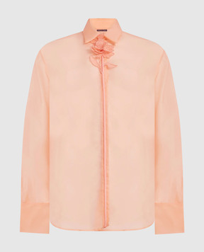 David Koma Orange silk blouse with floral applique RE26DK75T