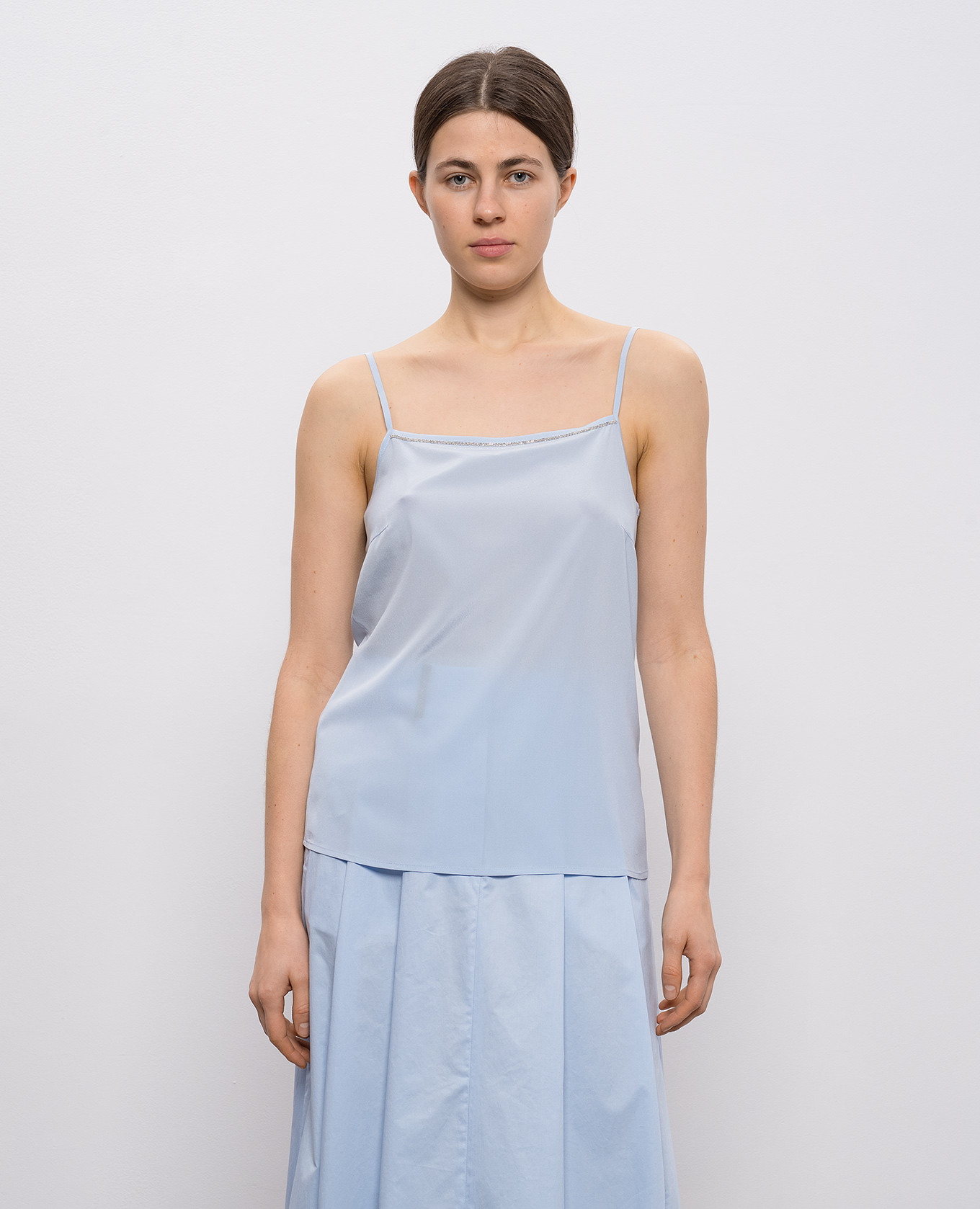 

Blue silk top with monil chain Peserico, Light blue
