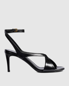 Khaite Liria black glossy leather sandals F3100943