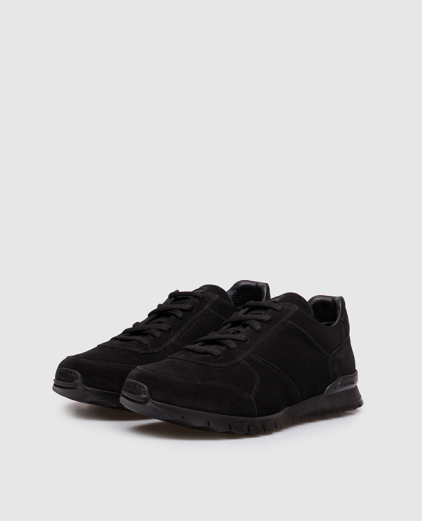 Black suede sneakers with textured logo Kiton 2