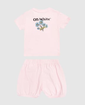 Off-White Children's pink T-shirt and shorts suit 44G2X00CS26J001