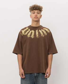 Palm Angels Brown T-shirt with logo print PAMAA003JR001m