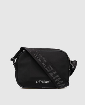 Off-White Black crossbody bag with contrast logo print OMNQ09EC99FAB001