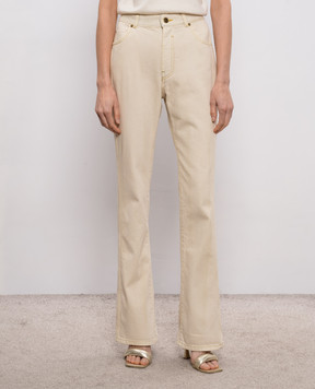 Balmain Beige flared jeans with logo patch GF0MI071DG22
