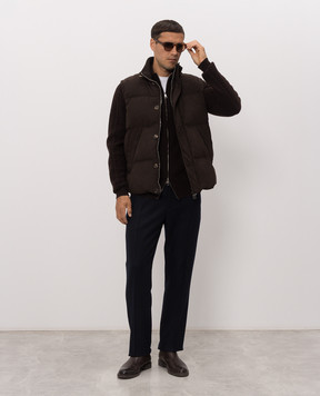 Brett Johnson Brown cashmere cardigan with textured pattern FW26K69LPCHCAC