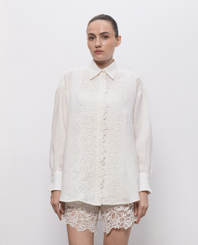 Ermanno Scervino Life Ivory linen shirt with lace D484K611GQI