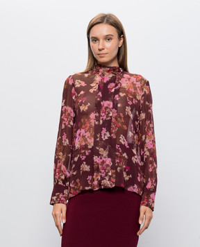 Nissa Burgundy blouse with floral print TOP16853